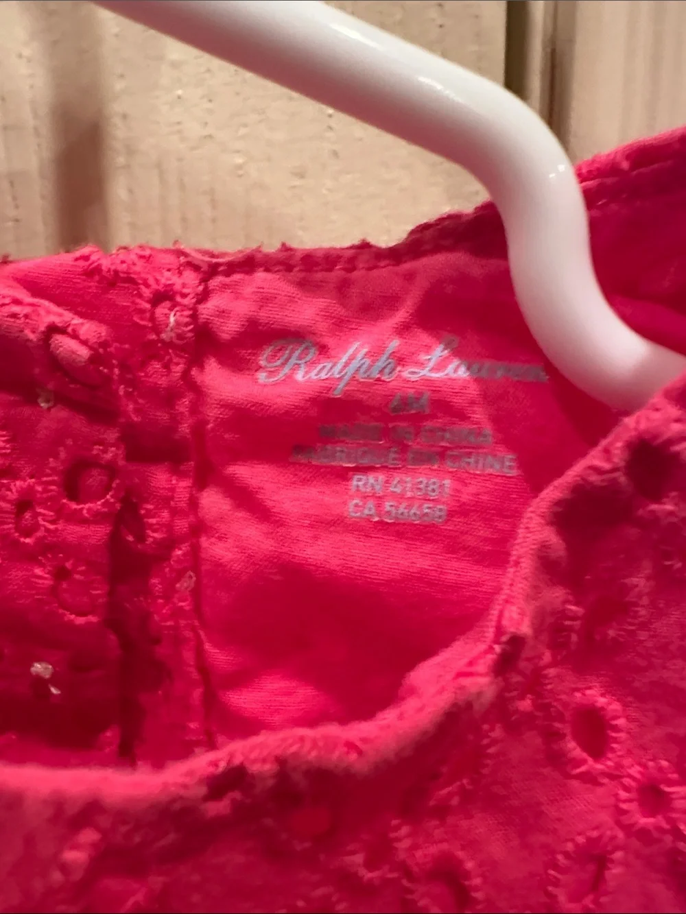 Ralph Lauren Girls' Hot Pink Eyelet Peplum Top
